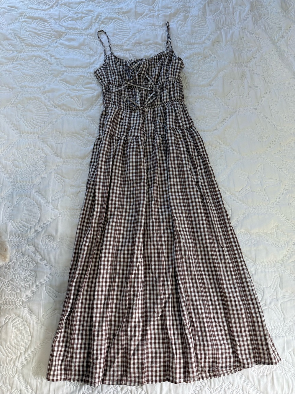 Simplicity Brown and White Gingham Maxi Dress